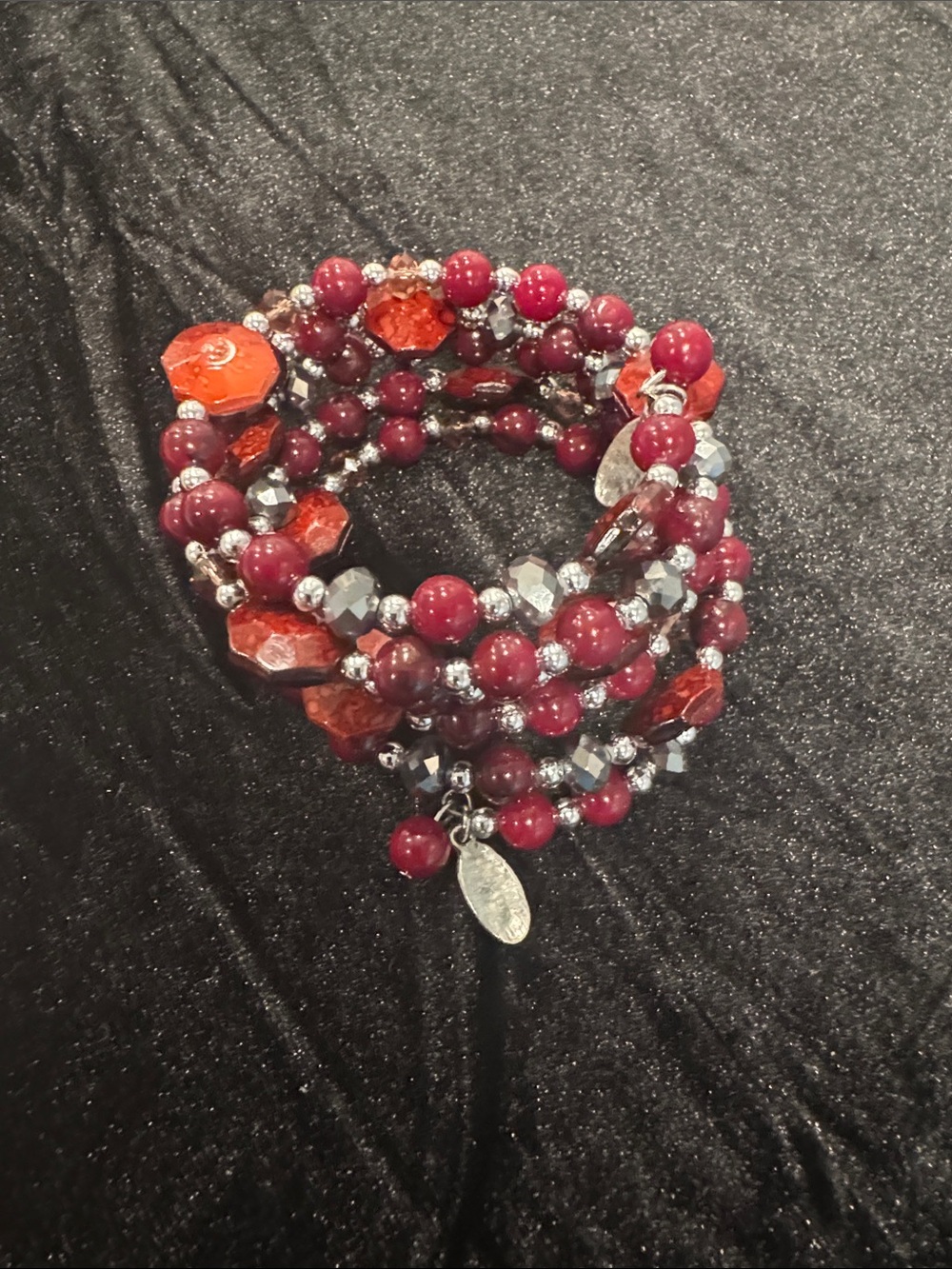Paparazzi Accessories "Material Whirl" red wire-coiled memory wrap bracelet